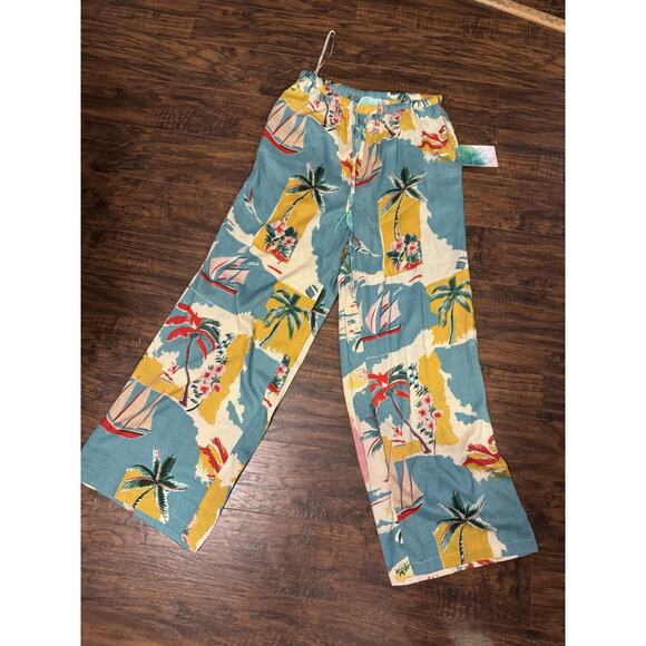 True Destinations Palazzo pants Tropical NWT Sz:M - Picture 1 of 6
